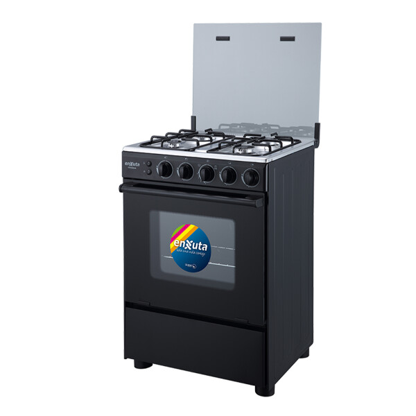 Cocina A Gas Enxuta 4 Hornallas Con Grill Cenx9604i NEGRA