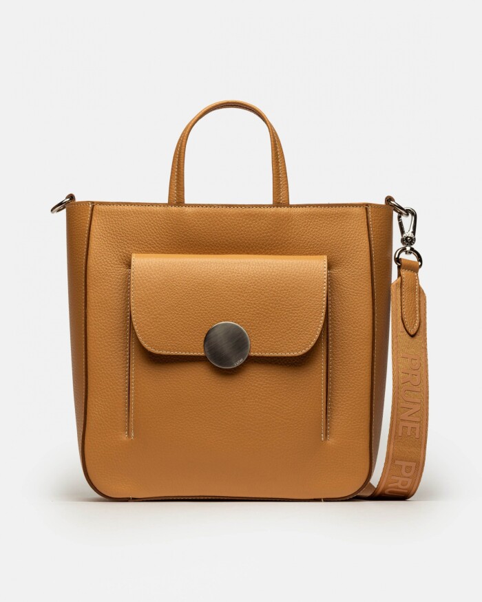 Shopper The Circle en cuero graneado Cuoio