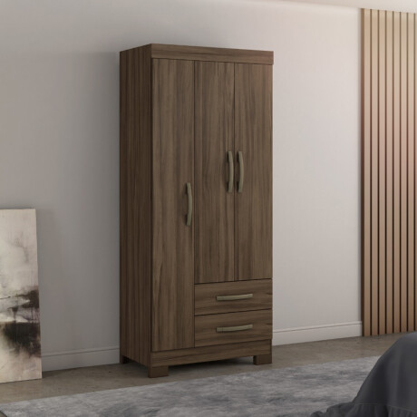 ROPERO 3 PUERTAS 2 CAJONES GUARDARROPA ARMARIO PLACARD CLOSET CON ESTANTES Y PERCHERO MARRON