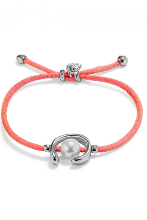 PULSERA DE HILO FUCSIA CON PERLA SHELL FORNITURA BAÑADA EN PLATA DE LEY. Pulsera