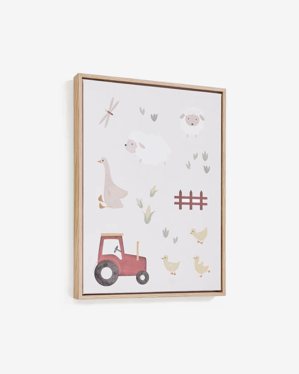 Cuadro Pecky de animales y tractor multicolor 40 x 30 cm 