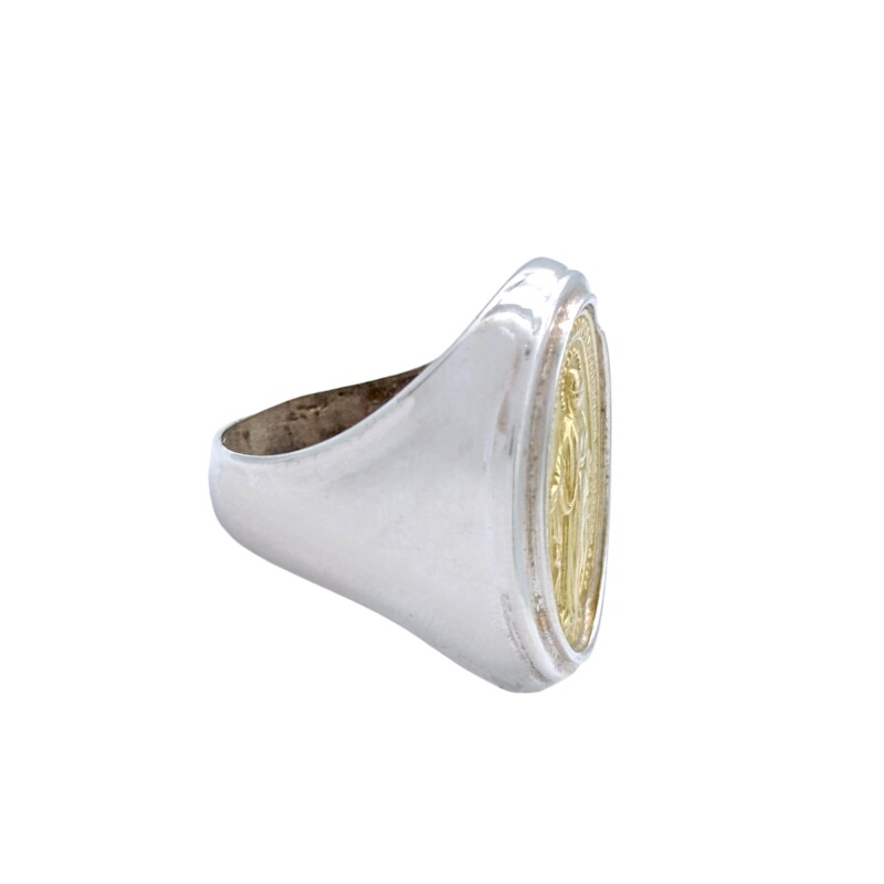 Anillo Virgen Milagrosa-Plata y Oro-Sin Piedra-AN5860 sinpiedra