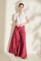 PANTALON WIDE XL LINEN SS27 Bordo