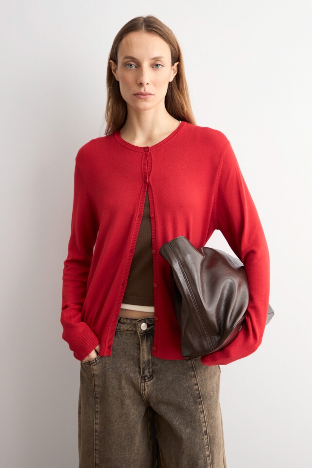 Cardigan básico rojo