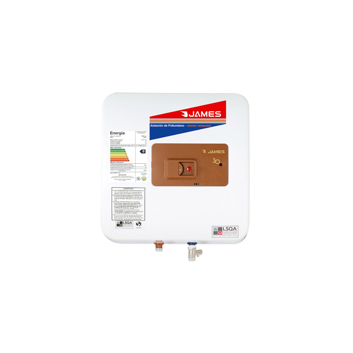 Termotanque Prisma Cobre 30 Lts. James 