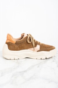 Zapatilla Cuero Combinada Camel