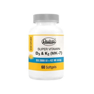 Vitamin D3 + K2 (MK-7) 60 capsulas Qualivits Vitamin D3 + K12 60 Cap Qualiv