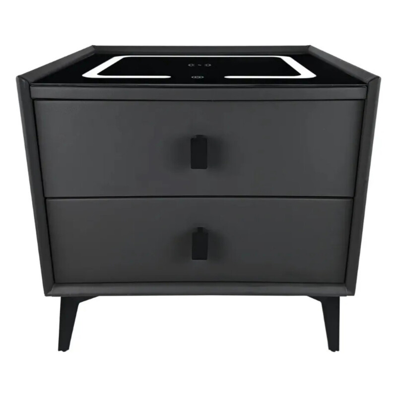 Mesa De Luz Inteligente C/Cargador Inalám Y Luz Led Negro
