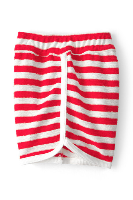 Set dos piezas de algodón, short y buzo, rojo y blanco, diseño a rayas Sin color