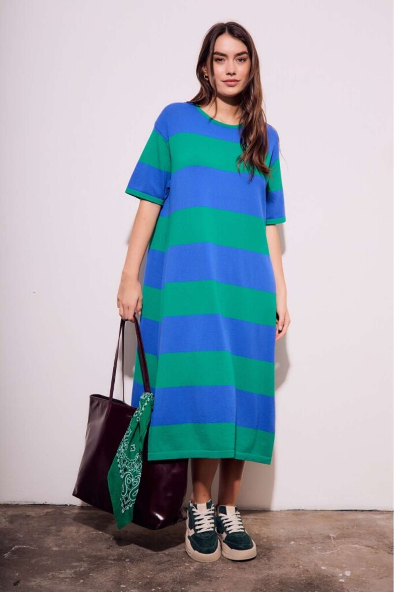 Vestido Tejido Rayado - Verde 