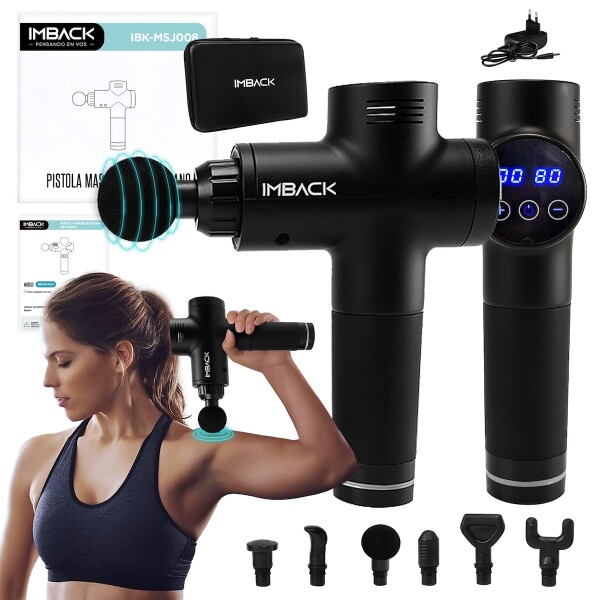 Masajeador Corporal 6 Cabezales Pistola Inalambrico Digital Motor Profesional MSJ008 Masajeador Corporal 6 Cabezales Pistola Inalambrico Digital Motor Profesional MSJ008