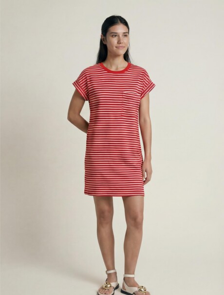 VESTIDO CORTO DE MANGA CORTA ROJO