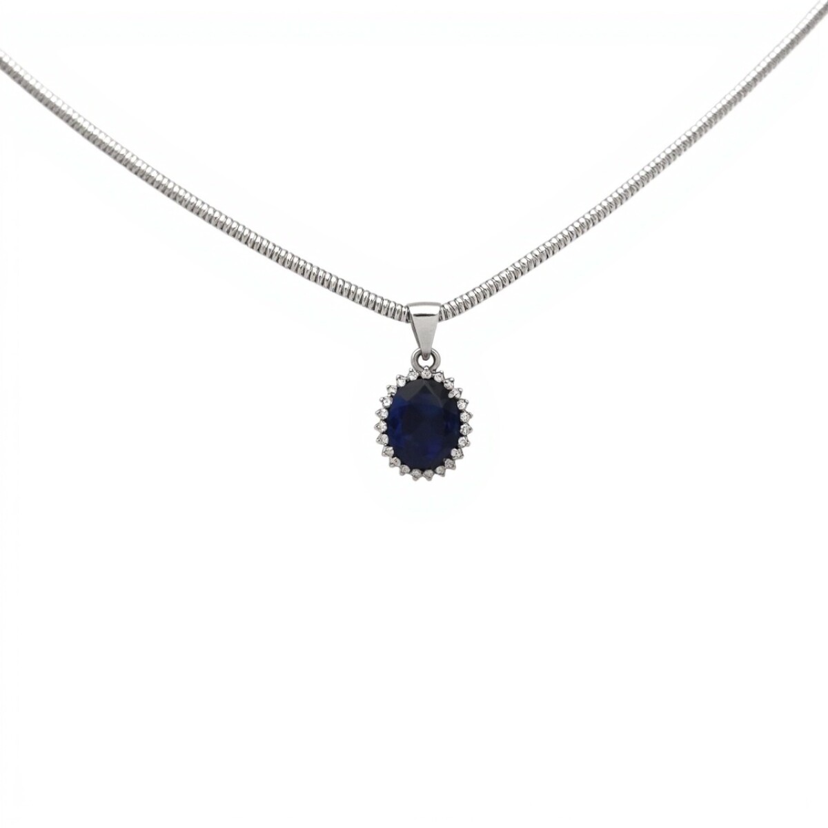Dije Colgante Flor - Plata 925 - Piedra Zirconia y Zafiro CP4360 - conpiedra 