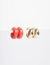 Aros Argollas Set Color Set Argollas Chunky - Rojo Cereza