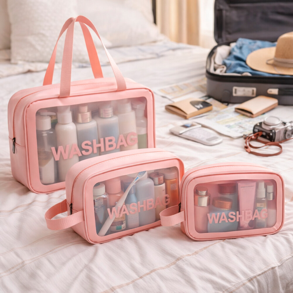 Estuche Neceser Washbag 3 Piezas Rosa