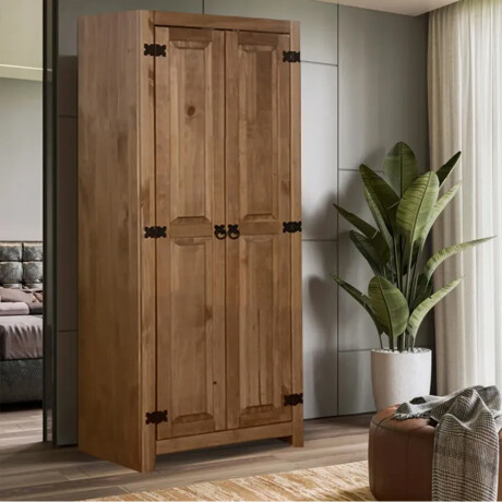 Ropero Armario 2 Puertas Estantes Multiuso Madera Maciza MADERA