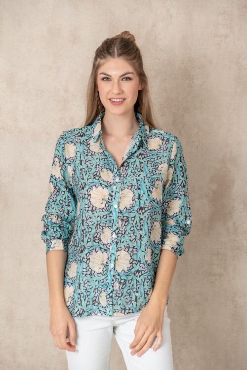 Camisa estampada Tulip Aqua