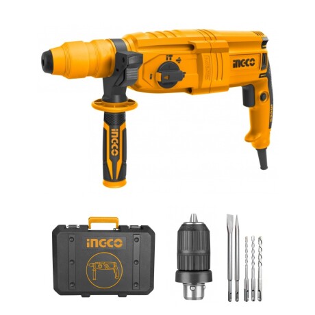 Rotomartillo Ingco de 800w 2.5 Joule + accesorios + valija Amarillo