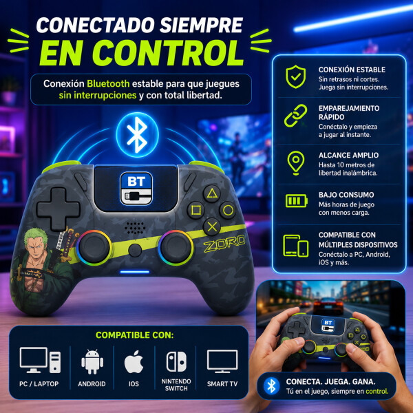 Joystick Fantech One Piece Zoro Pc Ps3 Ps4 Wpg14v2 JOYSTICK WGP14 ZORO ONE OIECE INALAMBRIC