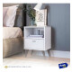 Mesa De Luz Nordica Retro Dormitorio 1 Estantes 1 Cajon Pro Blanco
