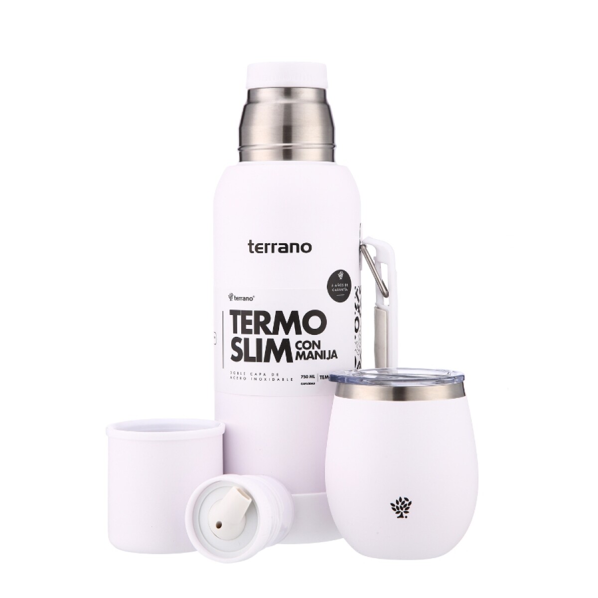 kit termo 750ml base silicona + mate tapa blanco 