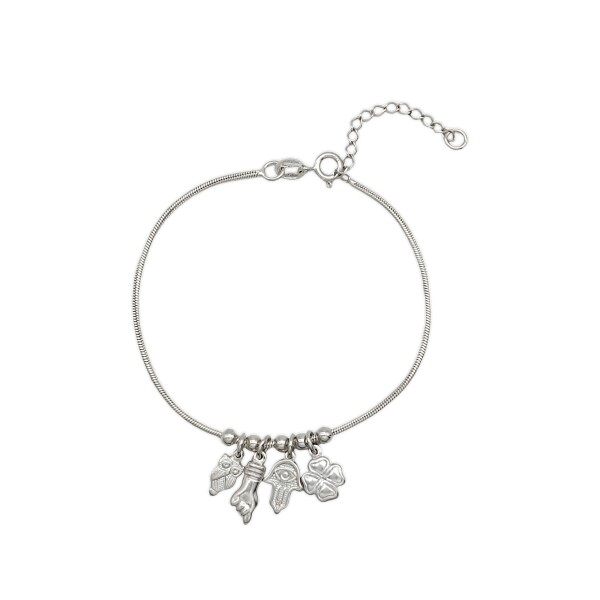 Pulsera Cola de ratón con dijes-Plata 925-Sin piedra-PU3152 sinpiedra