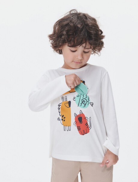 CAMISETA INFANTIL CON ESTAMPA BEIGE