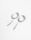 Aros Sets Metal Set De Aros Largos Y Argollas - Plateado Rodio