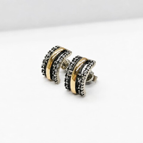 Caravanas plata y oro con zirconias Caravanas plata y oro con zirconias