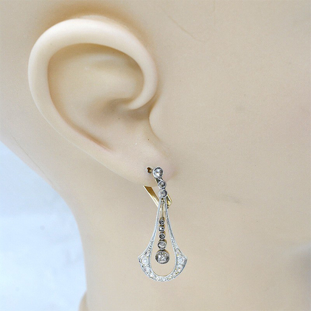 Caravanas Antiguas En Oro 18K, Platino Y Diamantes Caravanas Antiguas En Oro 18K, Platino Y Diamantes