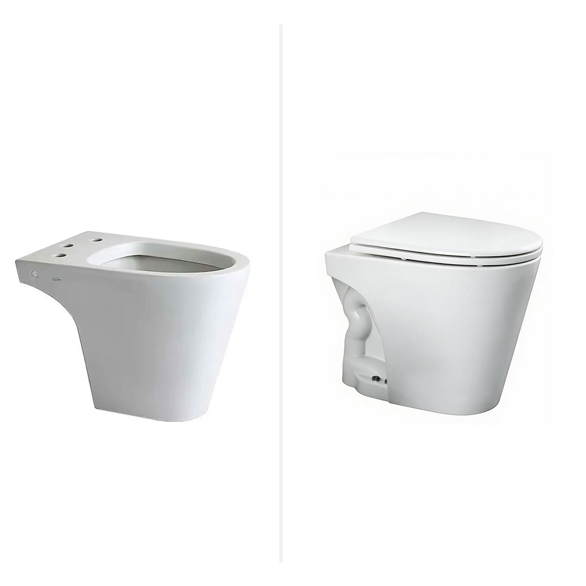 Inodoro Corto Con Tapa Y Bidet Juego Marina Blanco Brillante 