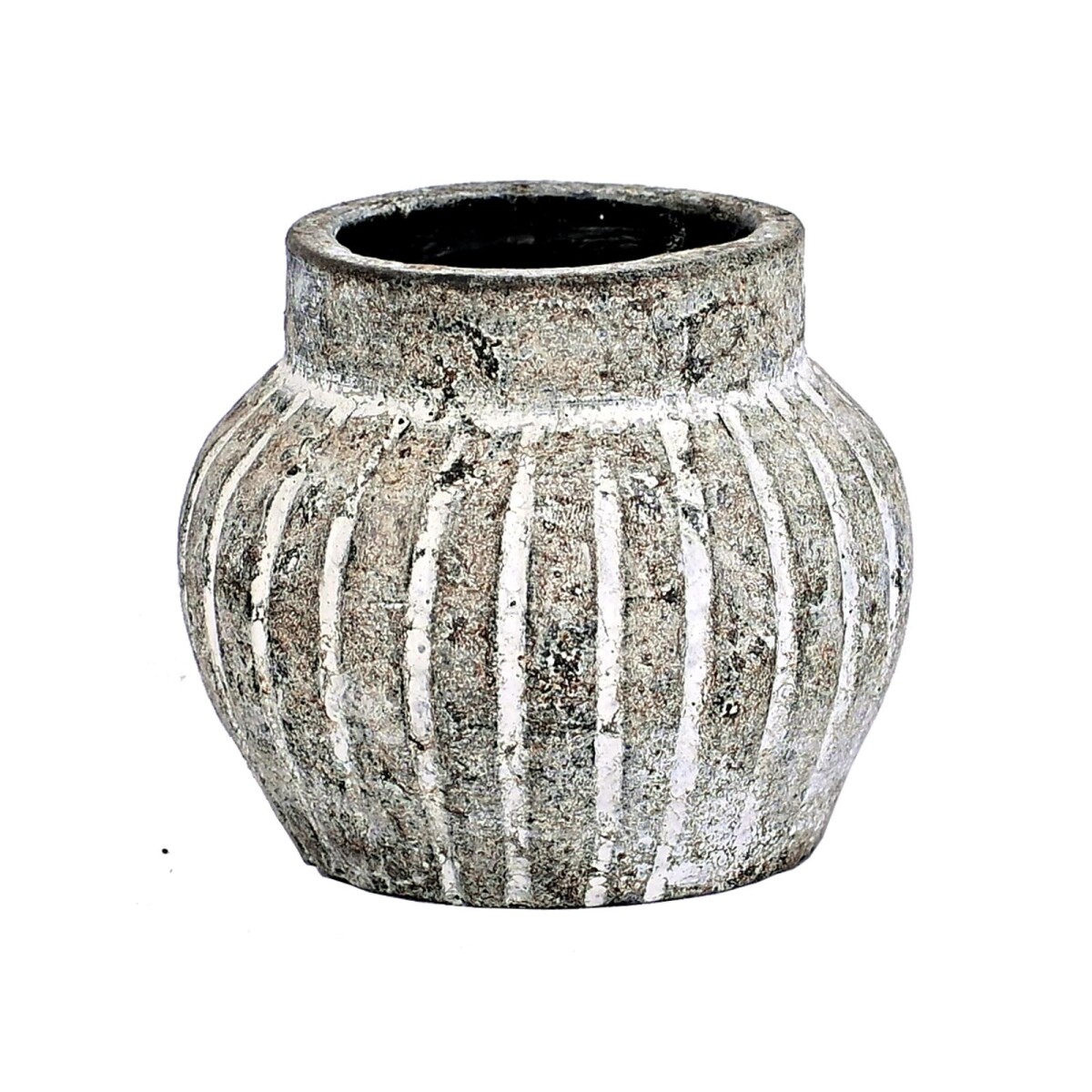 JARRÓN DECORATIVO RAYAS 10*10*8, - TERRACOTA GRIS GRIS 