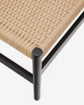 Banco Zaide de madera maciza de roble con acabado negro y asiento de cuerda 120cm