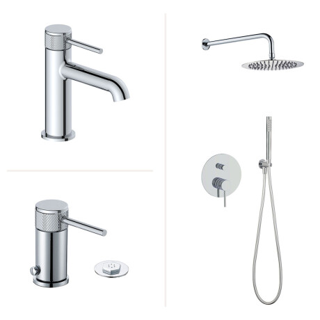 JUEGO DE GRIFERIA MONOCOMANDO BAÑO BRILLO FASANO 3 PIEZAS CROMO