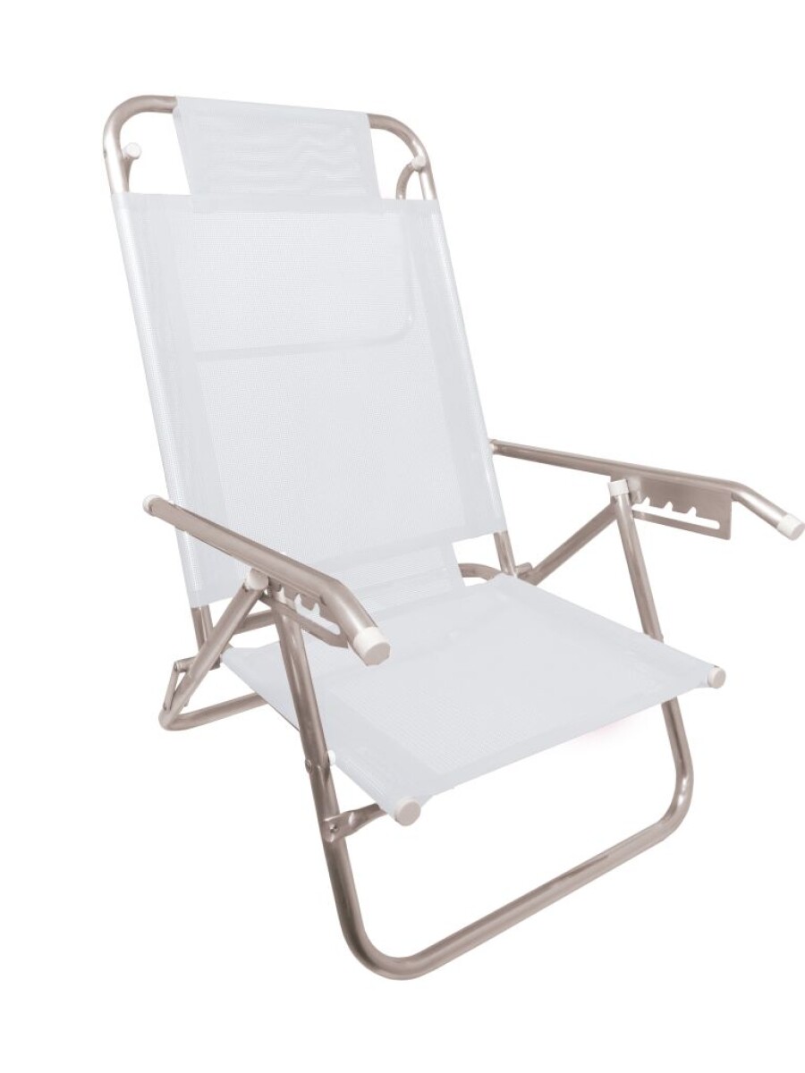 Reposera Baja en aluminio c/posiciones Baño de Sol Clasic - BLANCA 
