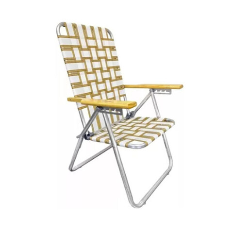 Reposera Sillón Plegable 5 Posiciones Descansar Aluminio Color Blanco/Dorado Reposera Sillón Plegable 5 Posiciones Descansar Aluminio Color Blanco/dorado