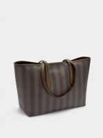 Bolso Shopper A Rayas Con Bolsa Extraíble marron