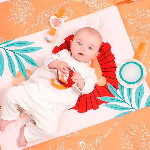 Gimnasio Actividades Alfombra Bebé Sensorial León 90 x 110cm Color Naranja