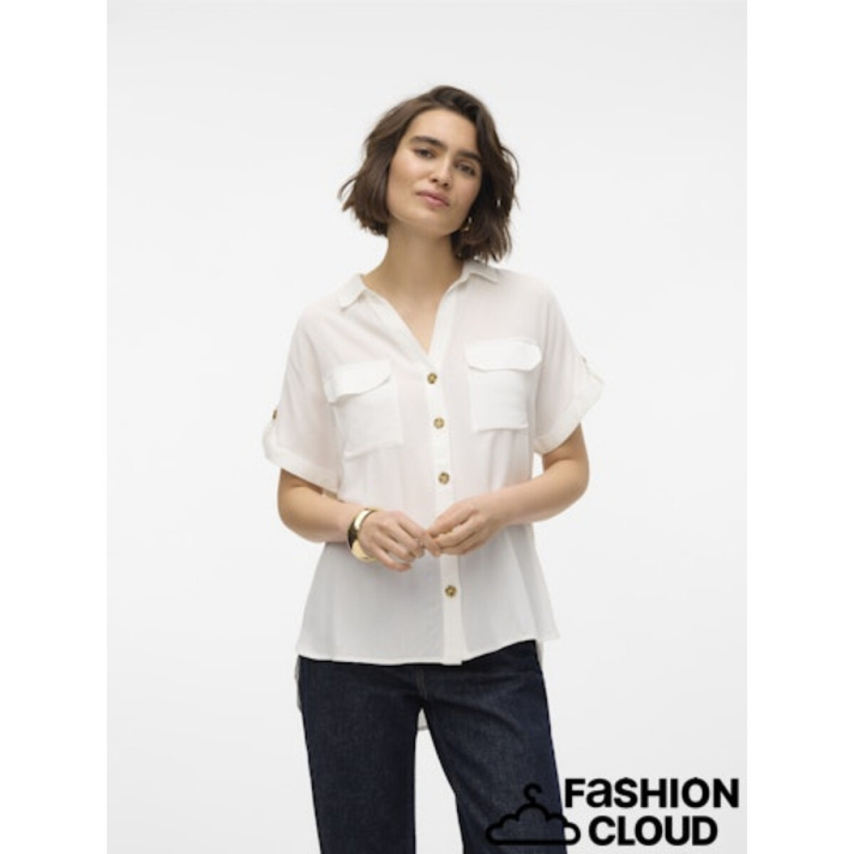 VMBUMPY SS SHIRT WVN NOOS - SNOW WHITE 