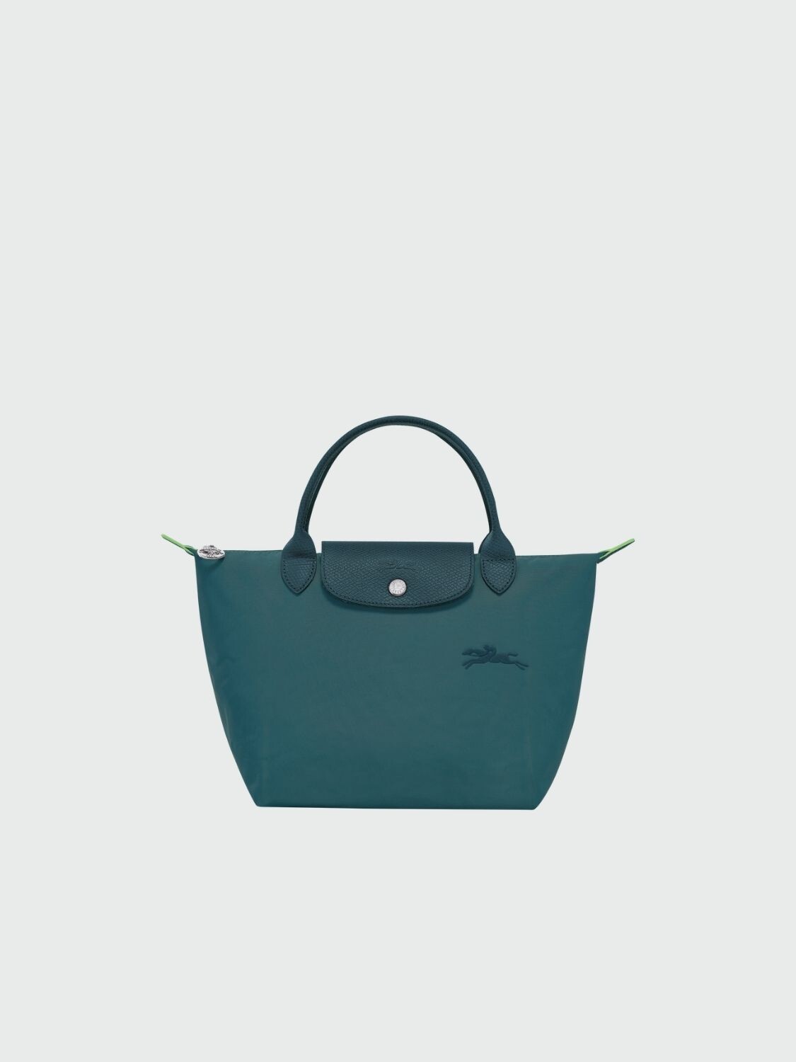 Longchamp -Cartera Longchamp plegable de nylon con cierre y asa corta, Le pliage green S Jade