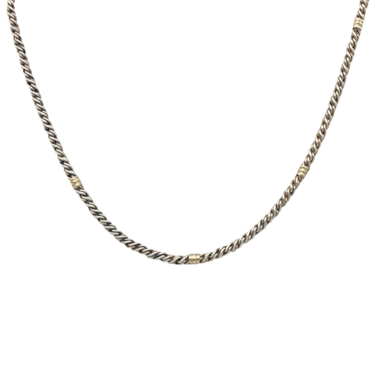 Cadena Espiga torneada - Plata y Oro - Sin piedra - CD5057 - sinpiedra 