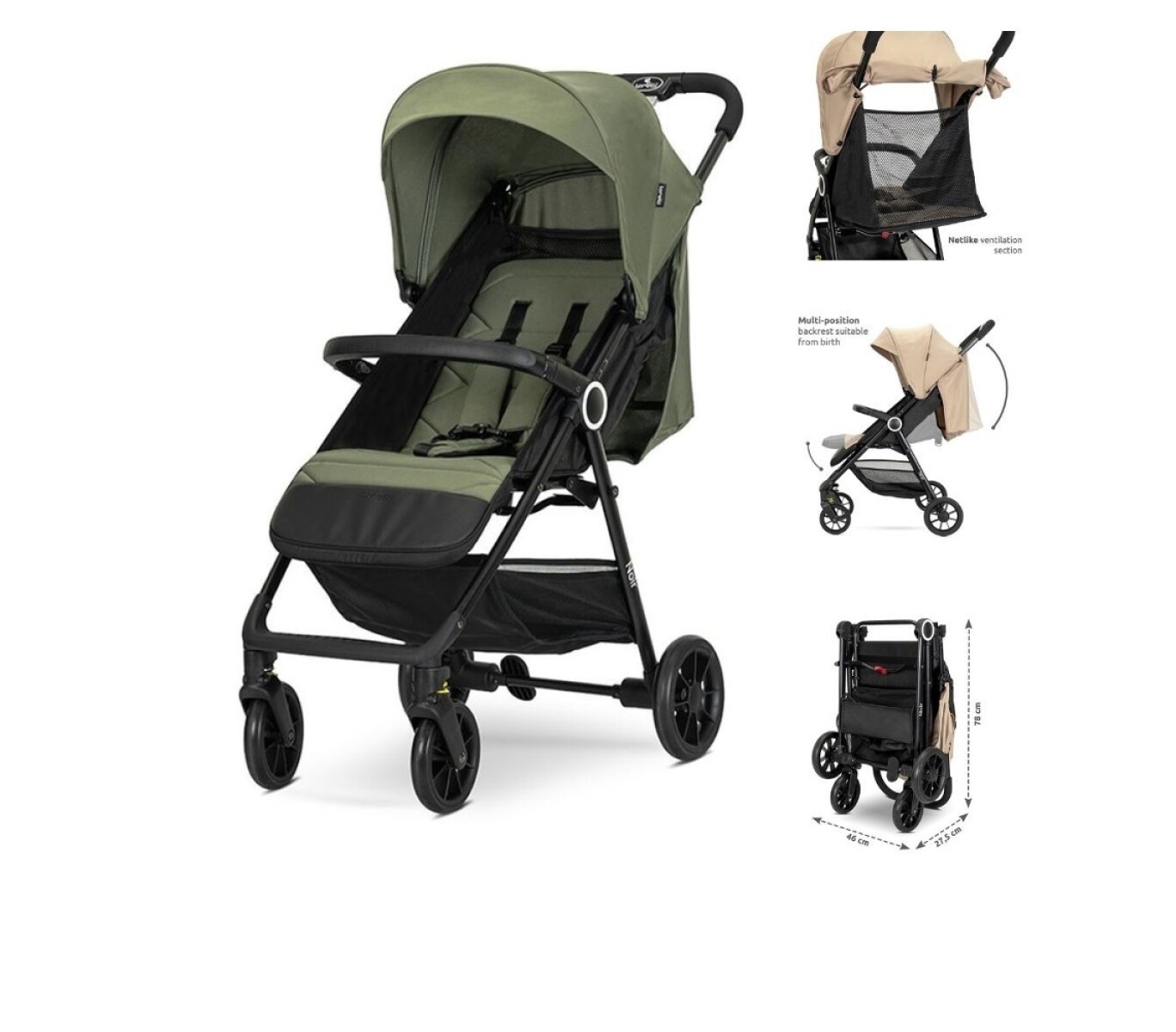 Coche ultra compacto Lorelli Noir Green 0-22kg 