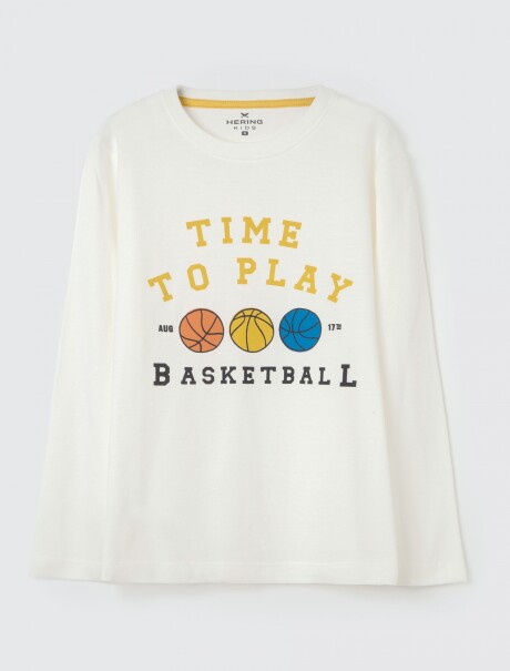 CAMISETA MANGA LARGA INFANTIL CON ESTAMPA BEIGE