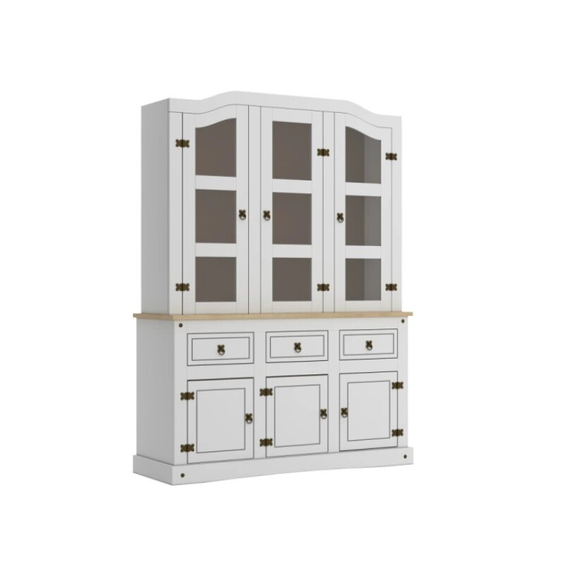 Cristalero Con Alzada Rustico 6 Puertas 3 Cajones Blanco Mie Cristalero Con Alzada Rustico 6 Puertas 3 Cajones Blanco Mie