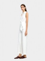 Pantalón Con Bordado 100% Algodón blanco