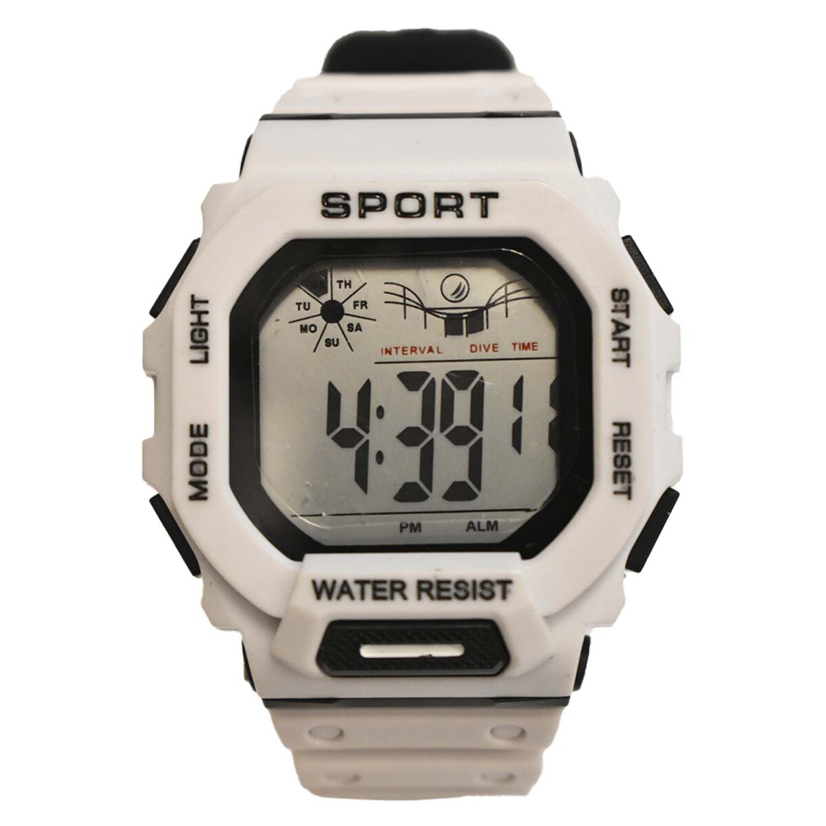 Reloj Deportivo p/ Hombre de Pulsera Waterproof Pantalla Luz - Blanco 