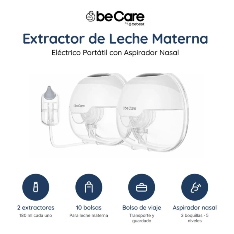 Extractor Doble Leche Inalámbrico Bebesit + App Extractor Doble Leche Inalámbrico Bebesit + App