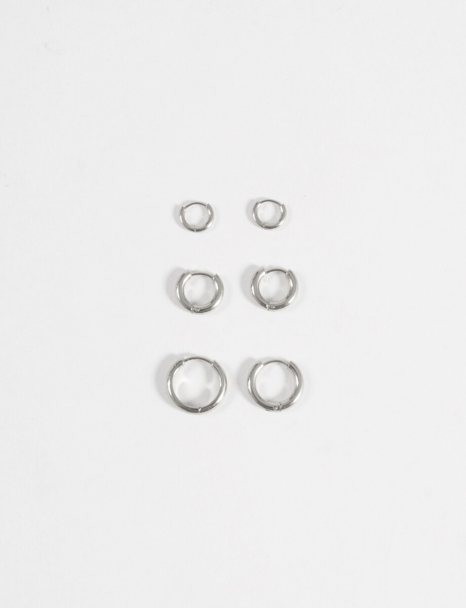 Set aros acero - plateado 