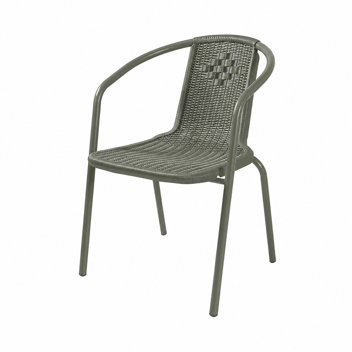 Silla de plastico con posabrazos imita rattan 