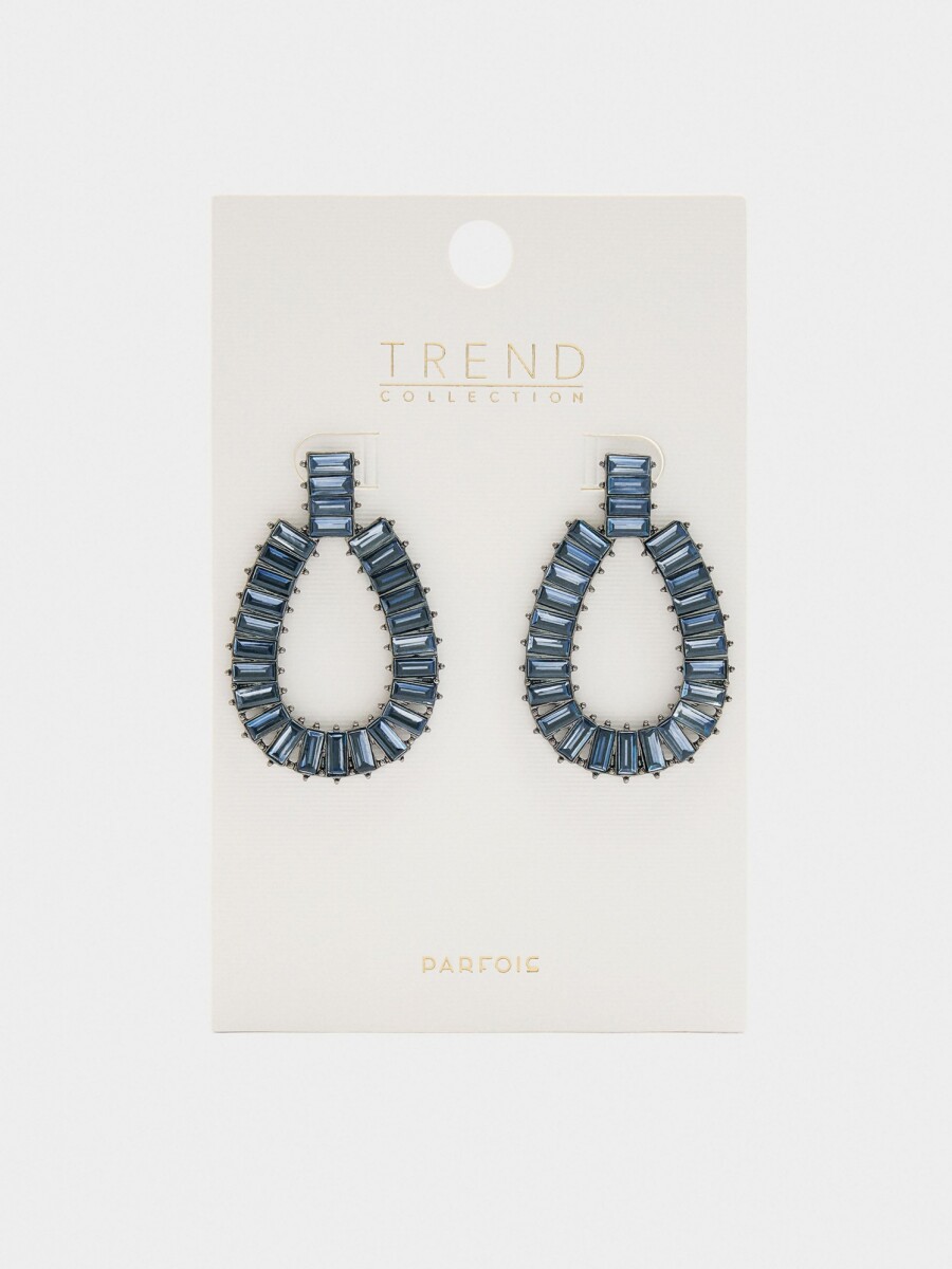Pendientes Maxi Ovalados De Cristales azul